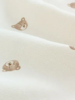 Next Long Sleeve Grandad Collar All-Over Print Character Shirt (3mths-7yrs) Ecru Bear Best