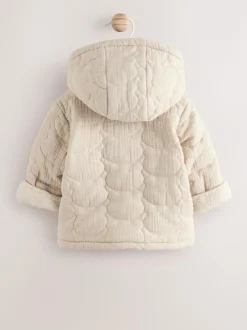 Next Ecru Bear Print Quilted Baby Zip Through Jacket Hot