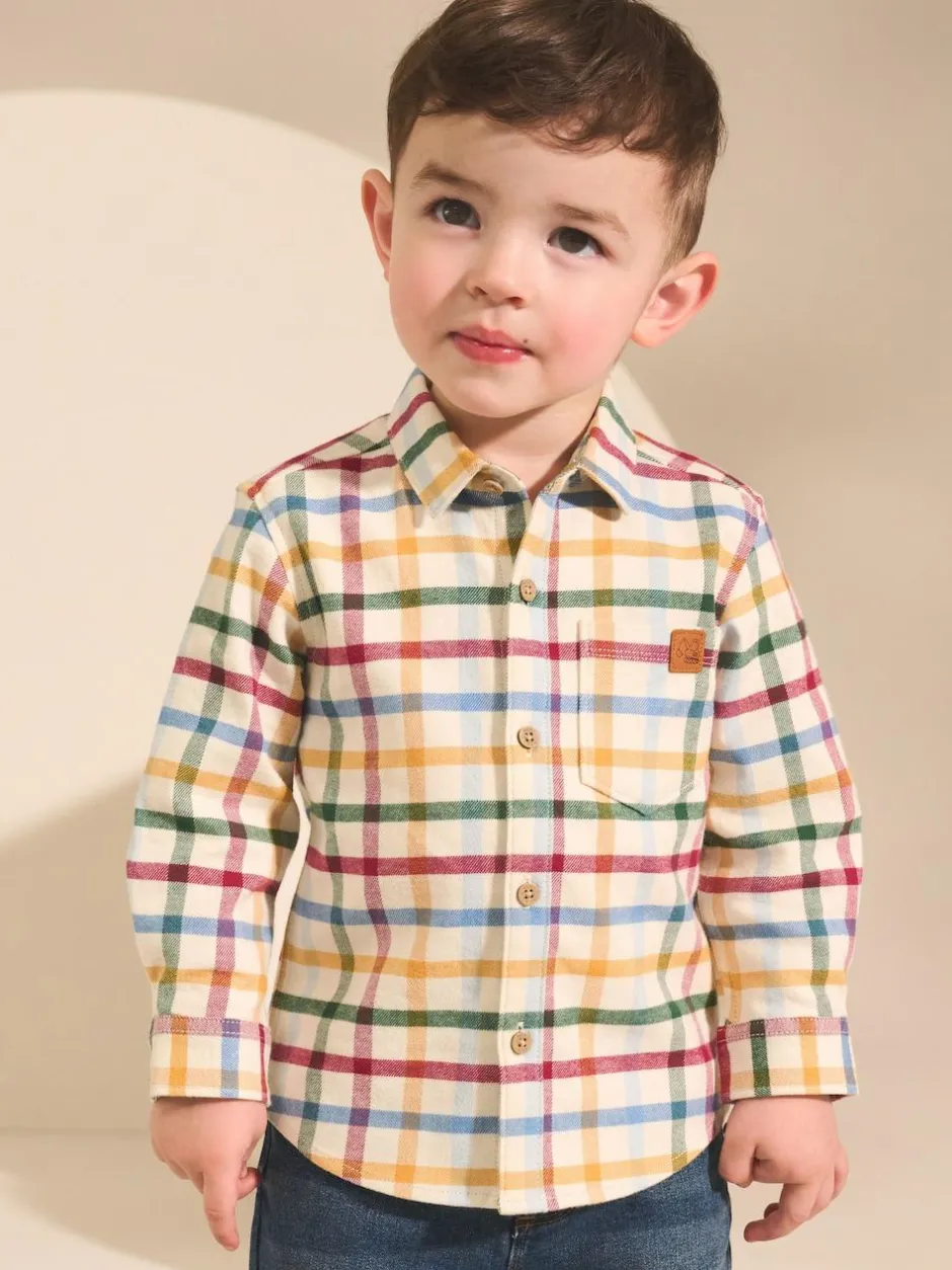 Next Long Sleeve Character Shirt (3mths-7yrs) Ecru Bright Gingham Check Clearance