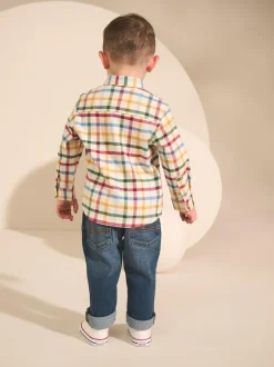 Next Long Sleeve Character Shirt (3mths-7yrs) Ecru Bright Gingham Check Clearance