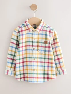 Next Long Sleeve Character Shirt (3mths-7yrs) Ecru Bright Gingham Check Clearance