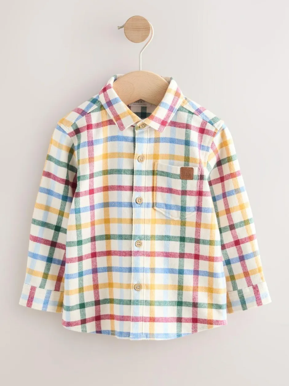 Next Long Sleeve Character Shirt (3mths-7yrs) Ecru Bright Gingham Check Clearance