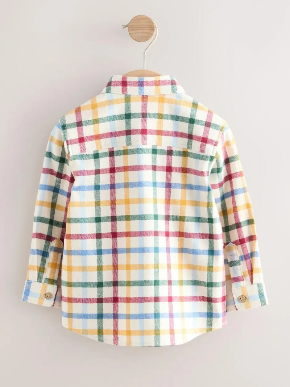 Next Long Sleeve Character Shirt (3mths-7yrs) Ecru Bright Gingham Check Clearance