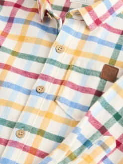 Next Long Sleeve Character Shirt (3mths-7yrs) Ecru Bright Gingham Check Clearance
