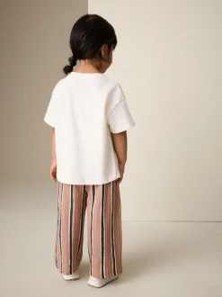 Next Ecru/ Brown Cherry Short Sleeve Top and Barrel Trousers Set (3mths-7yrs) Online