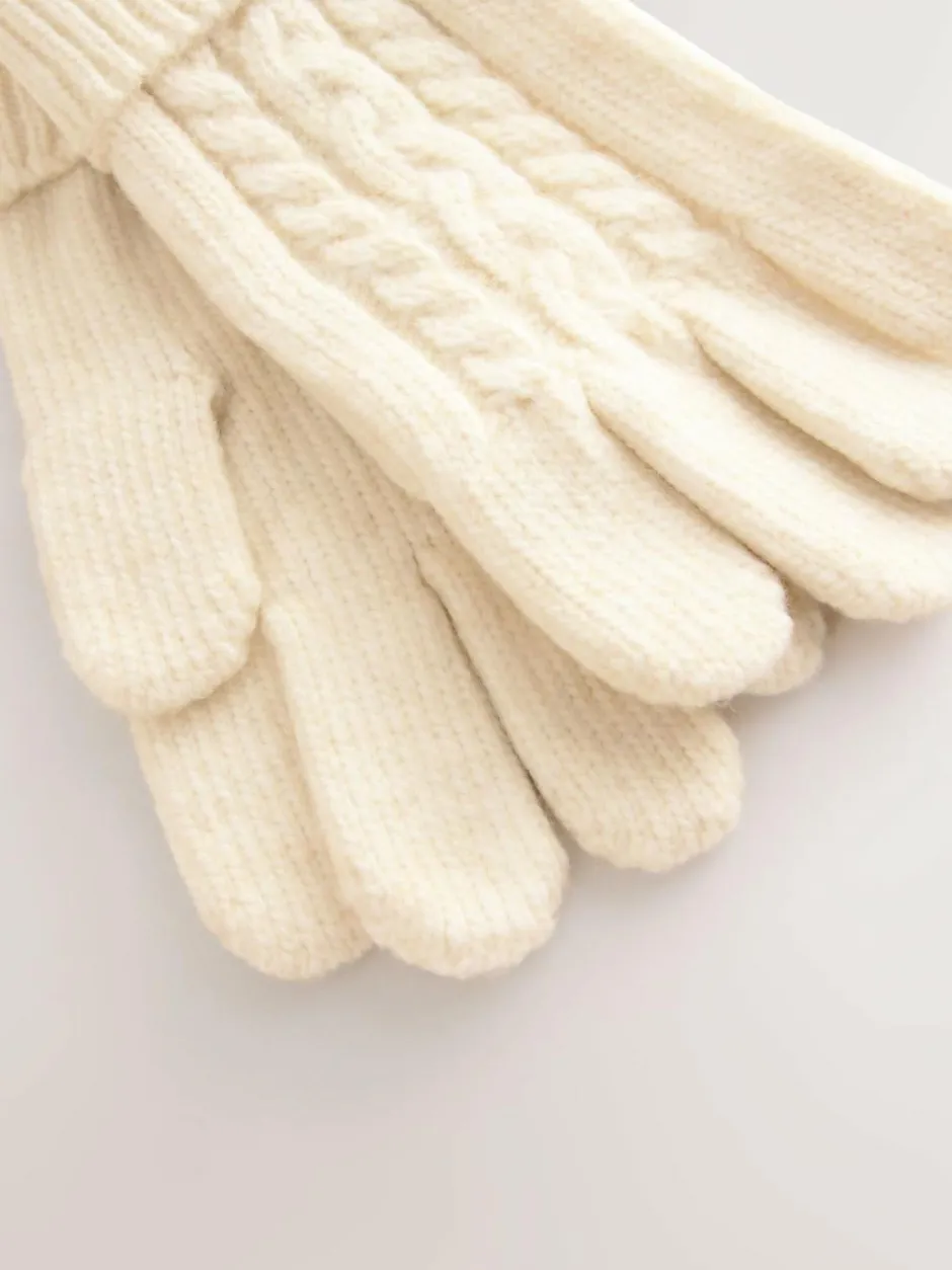 Next Cable Beanie Scarf and Gloves Set (3-16yrs) Ecru Hot