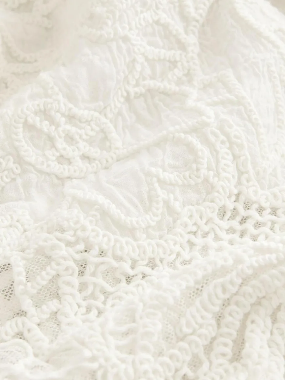 Next Crochet Short Sleeve Shirt Ecru New