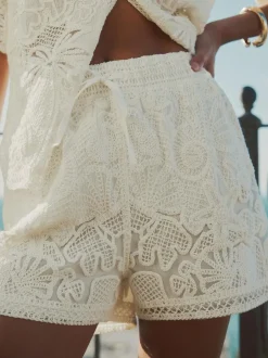 Next Ecru Crochet Tie Waist Shorts Online