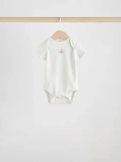 Next Ecru Fairy Short Sleeve Bodysuits 5 Pack