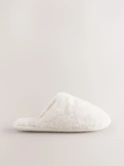 Next Faux Fur Mule Slippers Ecru Clearance