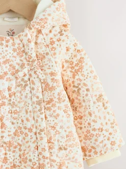 Next Ecru Floral Printed Baby Hooded Crinkle Woven Pramsuit (0mths-2yrs) Online