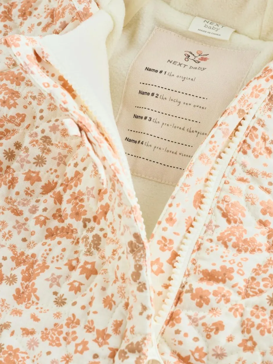 Next Ecru Floral Printed Baby Hooded Crinkle Woven Pramsuit (0mths-2yrs) Online