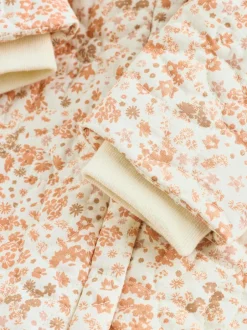 Next Ecru Floral Printed Baby Hooded Crinkle Woven Pramsuit (0mths-2yrs) Online