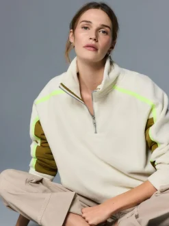 Next Half Zip Fleece with Colourblock Panels Ecru Best