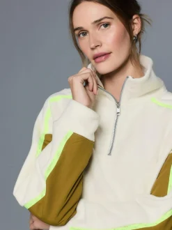 Next Half Zip Fleece with Colourblock Panels Ecru Best