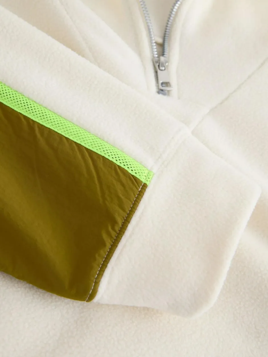 Next Half Zip Fleece with Colourblock Panels Ecru Best