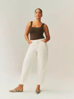 Next Ecru Hourglass Wide Leg Barrel Denim Jeans Sale