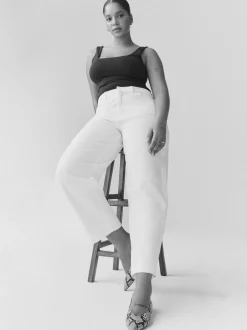 Next Ecru Hourglass Wide Leg Barrel Denim Jeans Sale