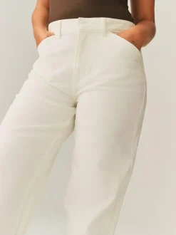 Next Ecru Hourglass Wide Leg Barrel Denim Jeans Sale