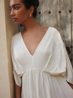 Next Jersey Kaftan Maxi Dress Ecru New