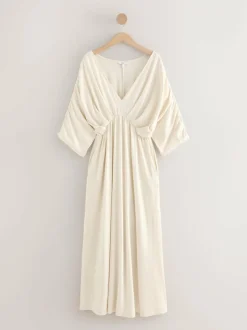 Next Jersey Kaftan Maxi Dress Ecru New
