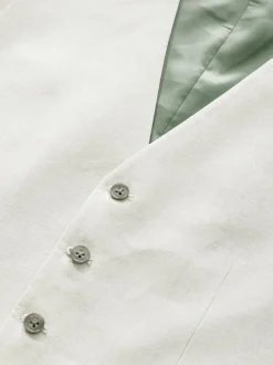 Next Ecru Linen Blend Texture Suit Waistcoat New