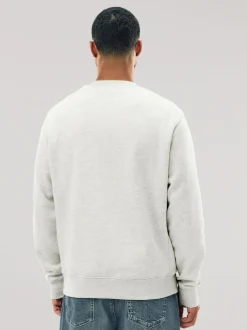 Next Ecru Marl Regular Fit Heavyweight Cotton Rich Crew Neck Sweatshirt Online