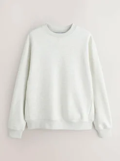 Next Ecru Marl Regular Fit Heavyweight Cotton Rich Crew Neck Sweatshirt Online