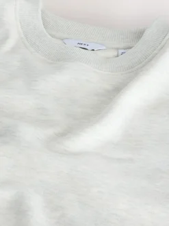 Next Ecru Marl Regular Fit Heavyweight Cotton Rich Crew Neck Sweatshirt Online