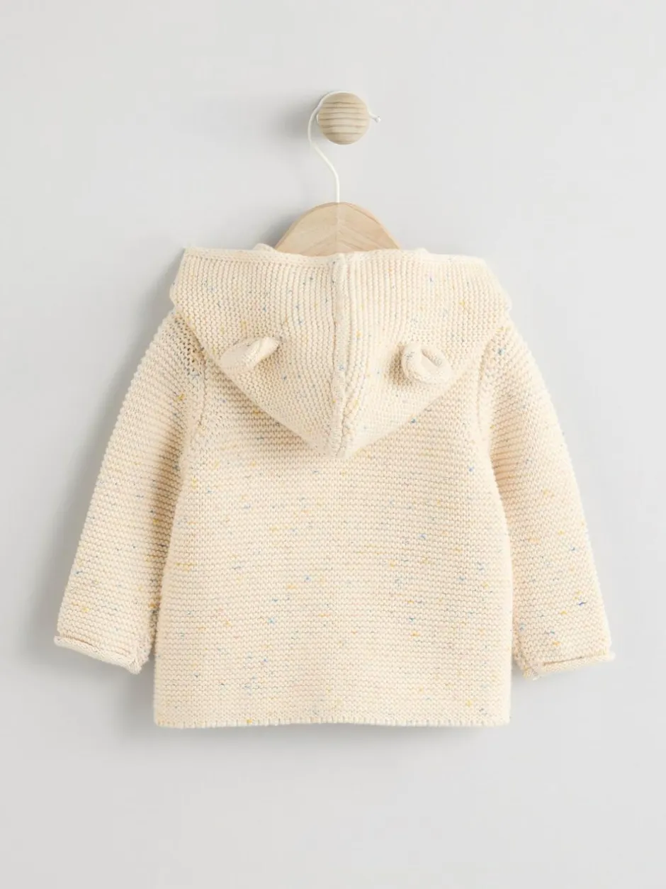 Next Knitted Hooded Baby Cardigan Ecru Neppy Hot