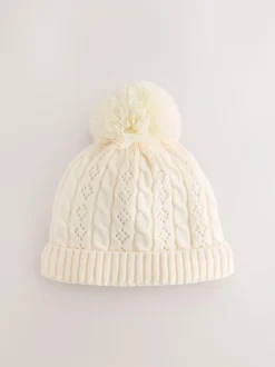 Next Pointelle Cable Knitted Pom Hat (0mths-2yrs) Ecru Online