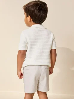 Next Revere Collar Short Sleeve Knitted Polo Shirt (3mths-7yrs) Ecru Best