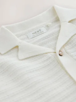 Next Revere Collar Short Sleeve Knitted Polo Shirt (3mths-7yrs) Ecru Best