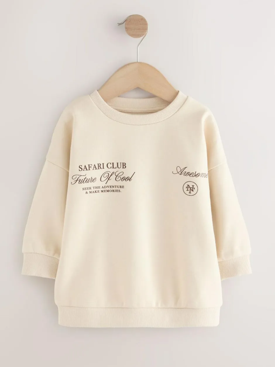 Next Ecru Safari Club Back Printed Crew Neck Jersey Sweatshirt (3mths-7yrs) Sale