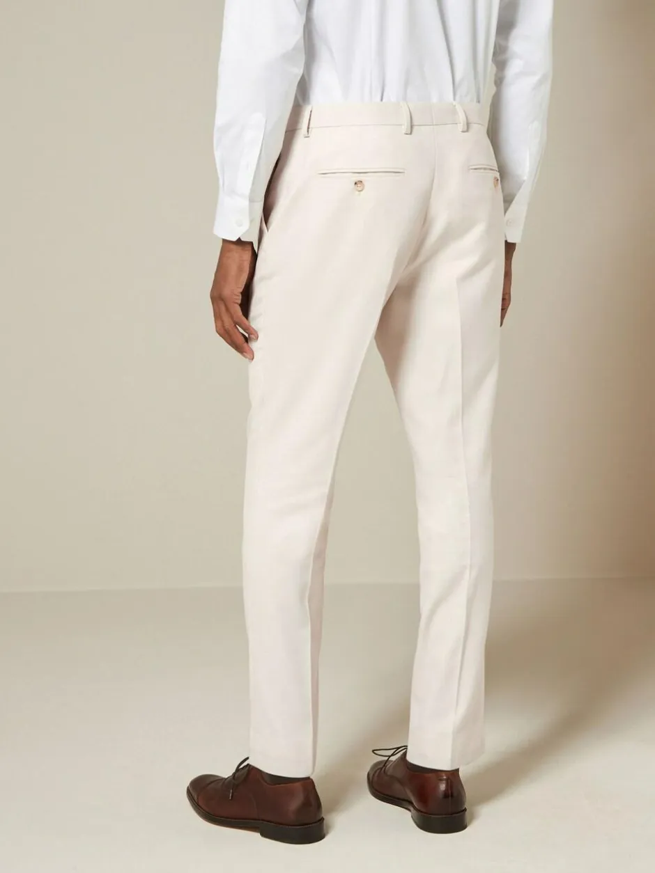 Next Ecru Slim Fit Textured Suit Trousers Clearance