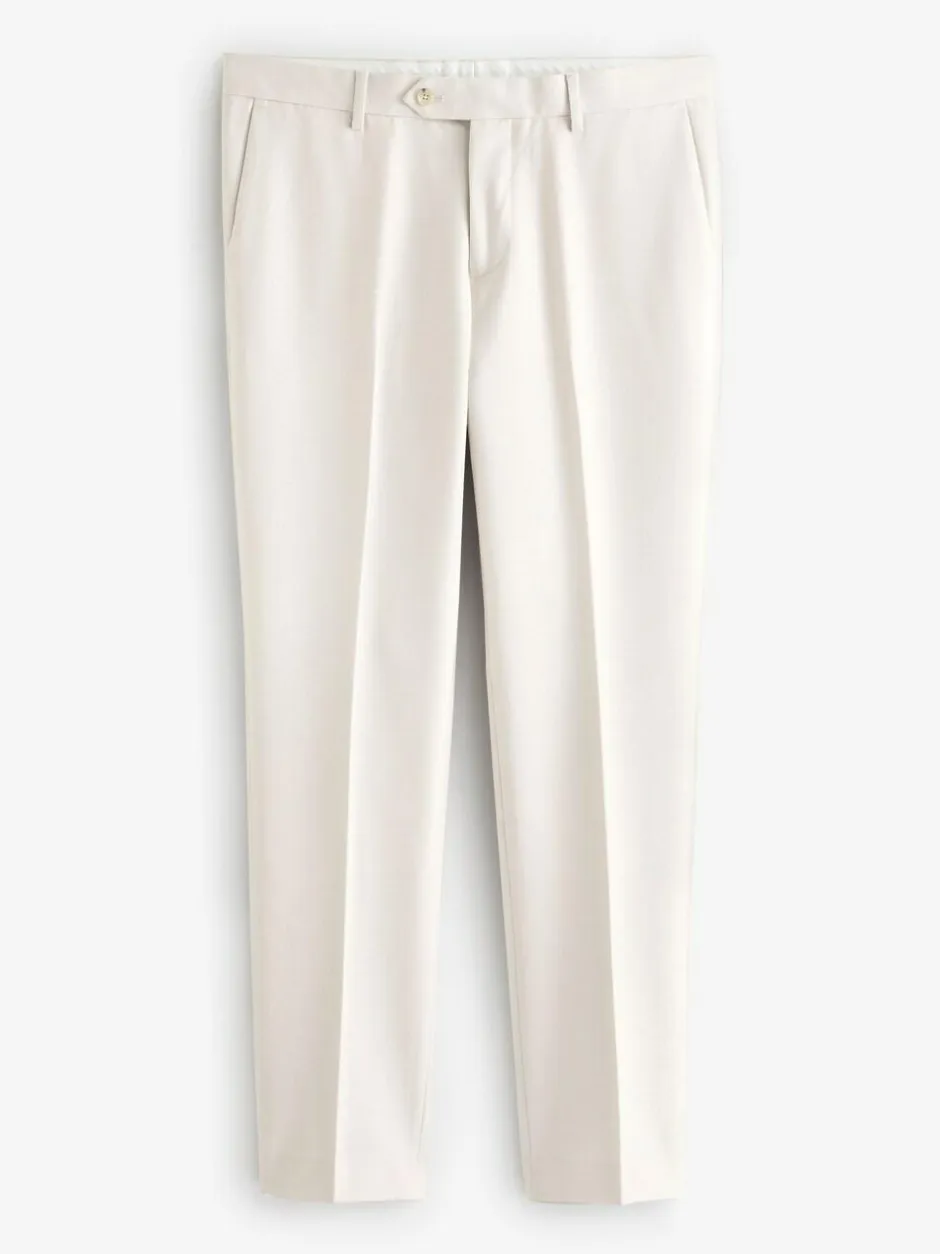 Next Ecru Slim Fit Textured Suit Trousers Clearance