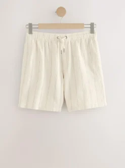 Next Ecru Textured Stripe Elasticated Waist Shorts Discount