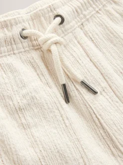 Next Ecru Textured Stripe Elasticated Waist Shorts Discount
