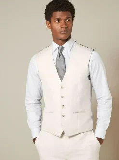 Next Ecru Textured Suit Waistcoat Online