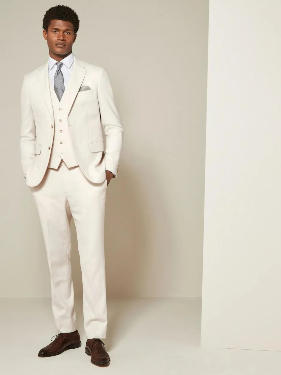 Next Ecru Textured Suit Waistcoat Online