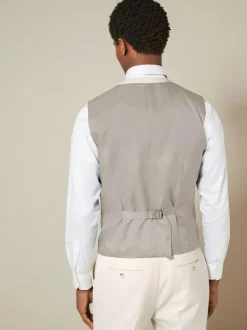 Next Ecru Textured Suit Waistcoat Online