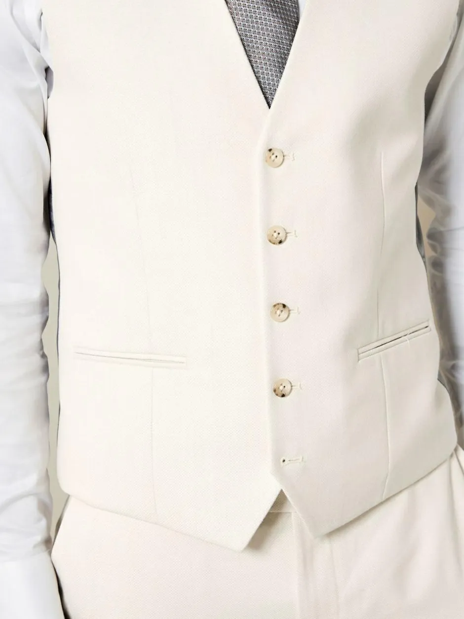 Next Ecru Textured Suit Waistcoat Online