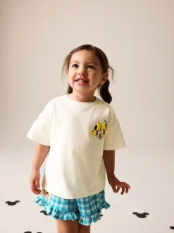 Next Ecru White Disney Minnie and Mickey Short Sleeve Top and Shorts Set (3mths-7yrs) Outlet