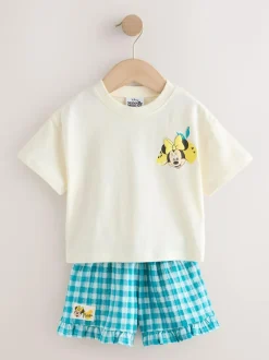 Next Ecru White Disney Minnie and Mickey Short Sleeve Top and Shorts Set (3mths-7yrs) Outlet