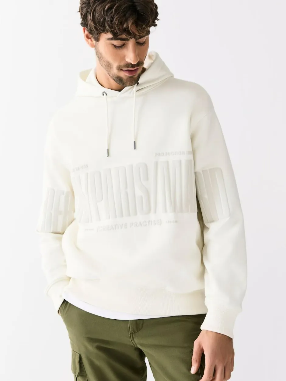 Next Ecru White Graphic Print Hoodie Sale