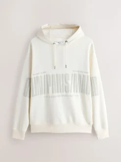 Next Ecru White Graphic Print Hoodie Sale
