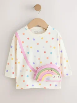 Next Ecru White Rainbow Long Sleeve Bag Top (3mths-7yrs)