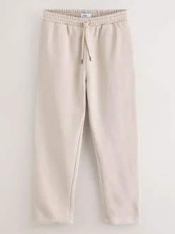 Next Ecru White Straight Fit Relaxed Fit Brushback Heavyweight Joggers Discount