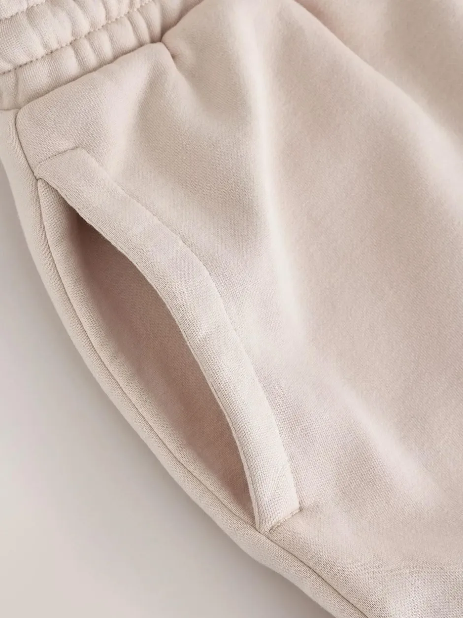 Next Ecru White Straight Fit Relaxed Fit Brushback Heavyweight Joggers Discount