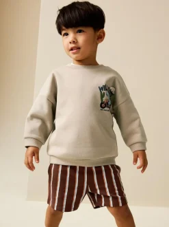 Next Crew Neck Sweatshirt and Shorts Set (3mths-7yrs) (3mths-7yrs) Ecru Wild Days Discount